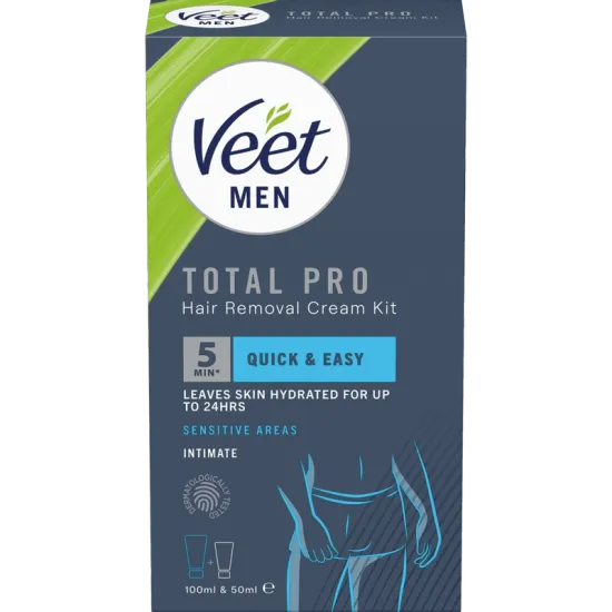 Veet Men Total Pro Ihokarvanpoistosarja Miehille Intiimialuelle 150 ml