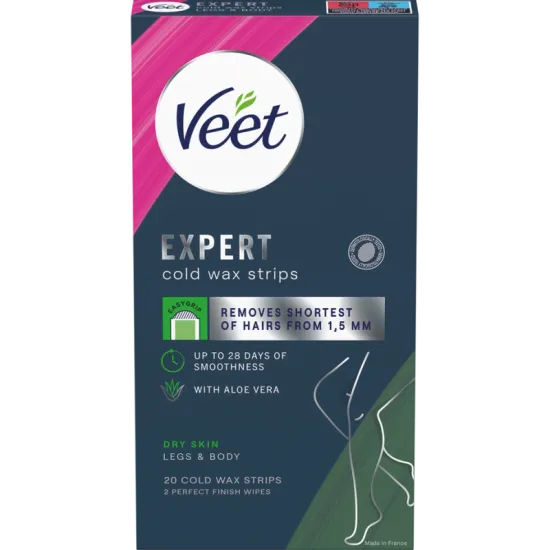 Veet Expert Cold Wax Strips Jalat & Keho Kuivalle iholle 20 kpl