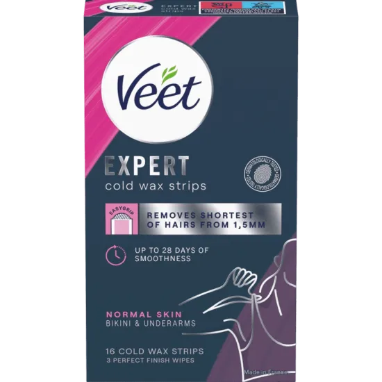 Veet Expert Cold Wax Strips Bikiniraja & Kainalot Normaalille iholle 16 kpl