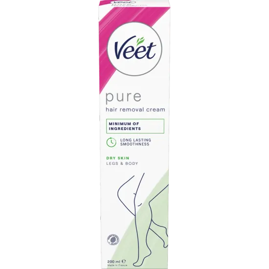 Veet Pure Karvanpoistovoide Jalat & Keho Kuivalle iholle 200 ml